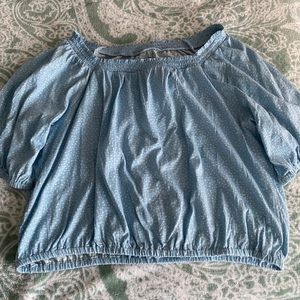 LOFT Off the Shoulder Light Blue Polka Dot (NWT)